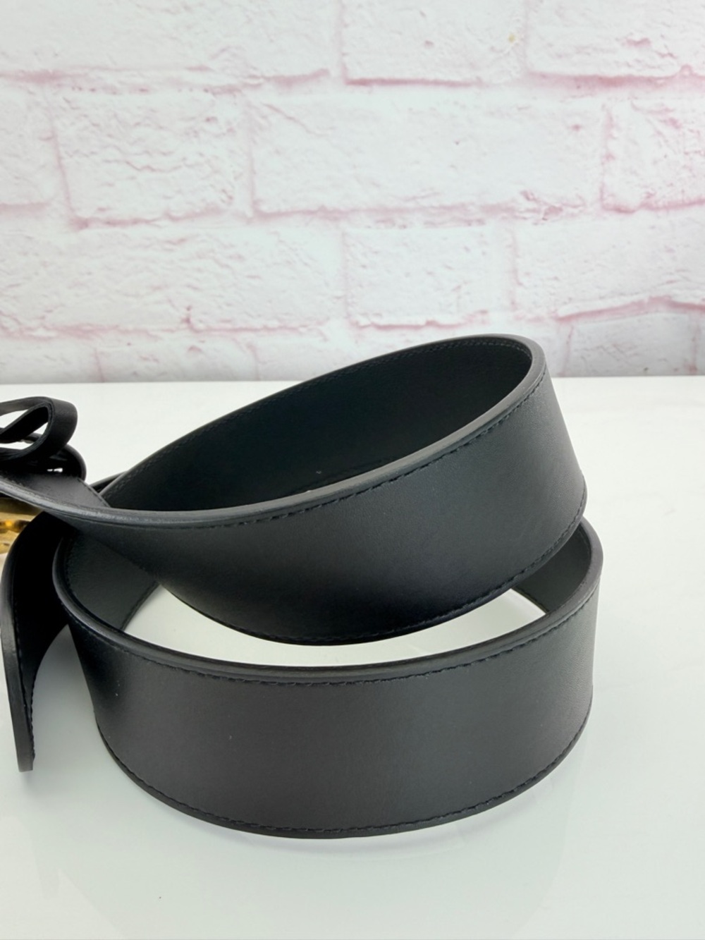Gucci 2015 Re Edition Wide Leather Belt Gg Double Marmont Black 400593 80/32 - Picture 4 of 10